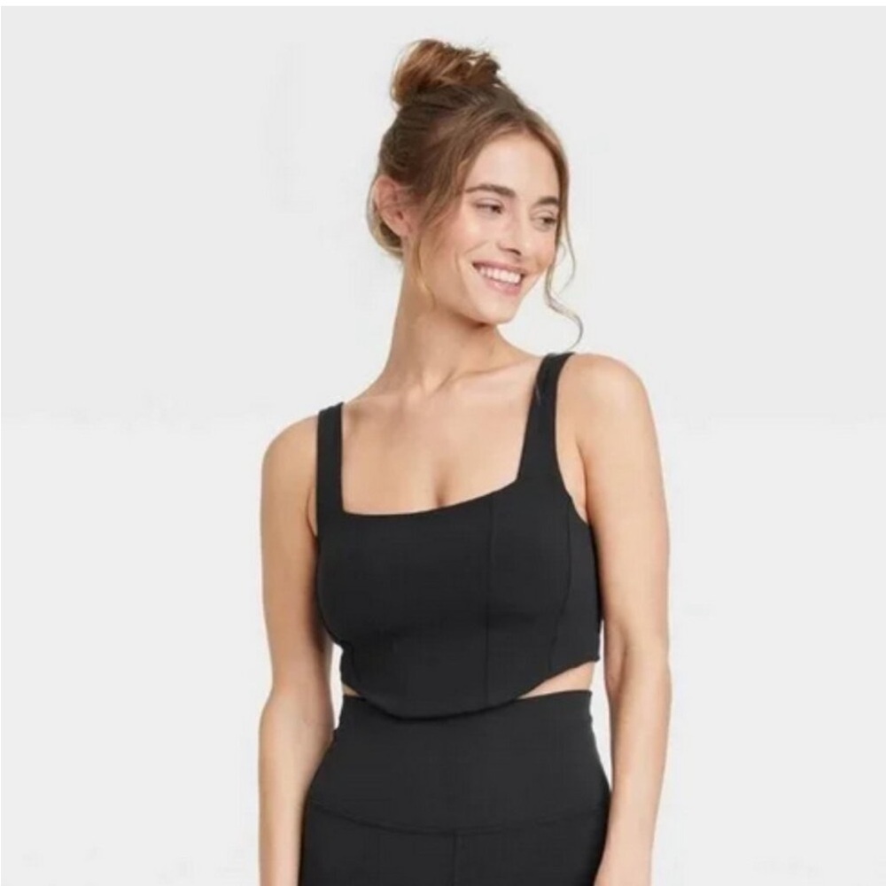 Women's Everyday Soft Light Support Corset Bra - All In Motion Black S